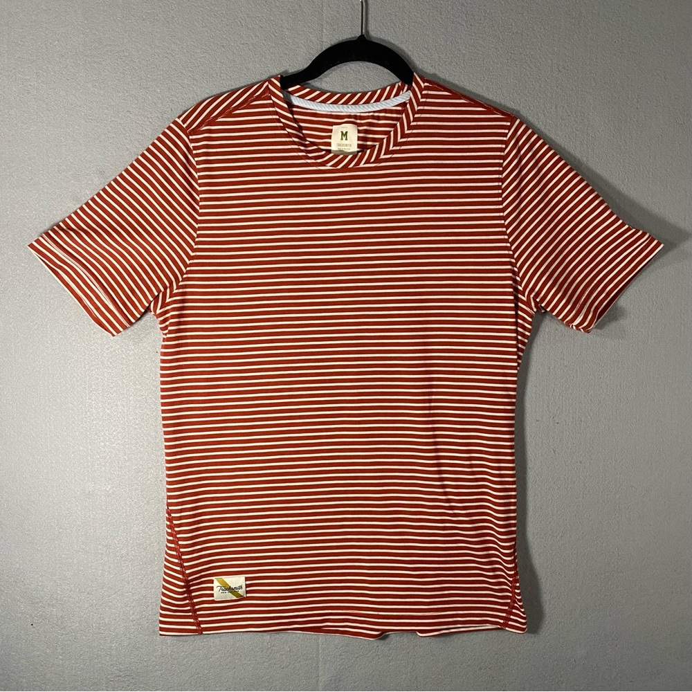TRACKSMITH Stripe Short Sleeve Running T Shirt Reddish Men’s Medium